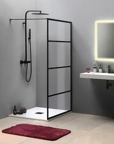 Paravan de dus 100x200 cm, negru mat, sticla transparenta, Gelco Cure Black