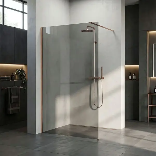 Paravan de dus Rea Flexi Grey / Brush Copper 130