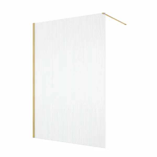 Paravan dus cu sticla riflata walk-in 100x200 cm, auriu periat, sticla 8 mm, Ronal Lina