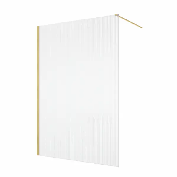 Paravan dus cu sticla riflata walk-in 140x200 cm, auriu periat, sticla 8 mm, Ronal Lina
