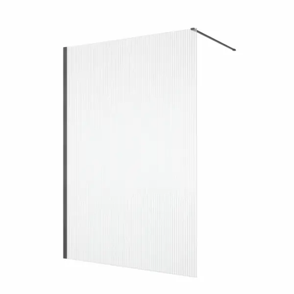 Paravan dus cu sticla riflata walk-in 140x200 cm, gun metal periat, sticla 8 mm, Ronal Lina