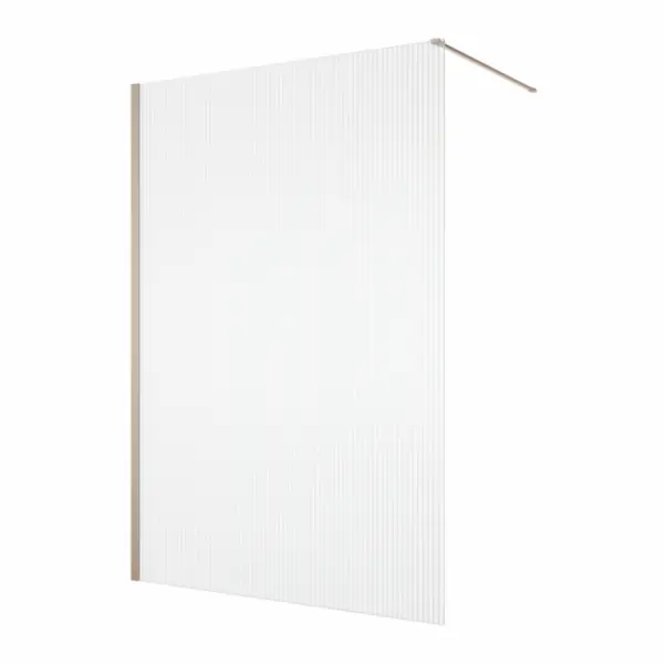 Paravan dus cu sticla riflata walk-in 90x200 cm, champagne metal, 8 mm, Ronal Lina