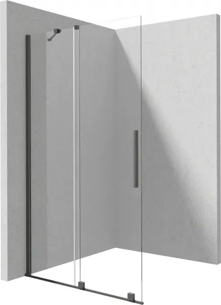 Paravan dus glisant 140x195cm, sticla securizata 6 mm, cu finisaj otel slefuit, Deante Prizma