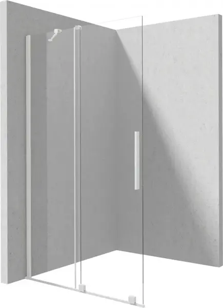 Paravan dus glisant 90x195cm, sticla securizata 6 mm, alb mat, Deante Prizma