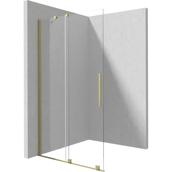 Paravan dus sticla securizata walk-in cu usa glisanta, 90x195 cm, auriu periat, Deante Prizma