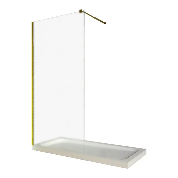 Paravan dus walk in / Perete dus sticla sablata 6 mm profil auriu tija extensibila 90 x 200 cm