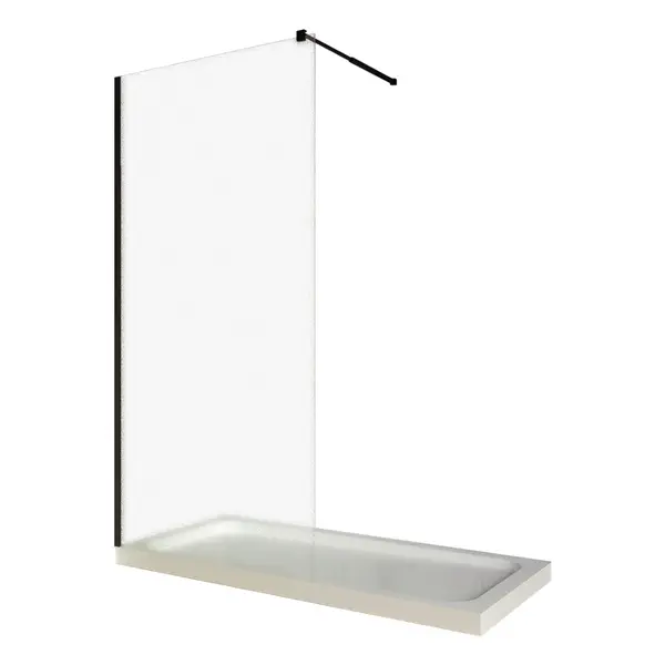 Paravan dus walk in / Perete dus sticla sablata 8 mm profil negru mat tija extensibila 80 x 200 cm