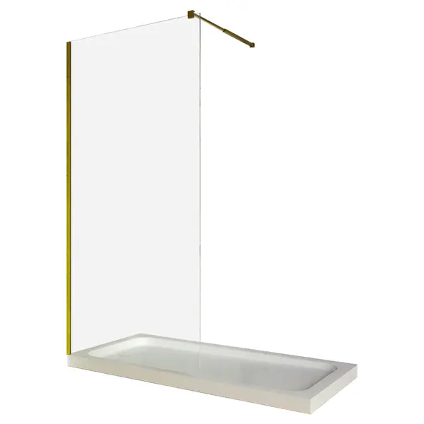 Paravan dus walk in / Perete dus sticla transparenta 6 mm profil auriu tija extensibila 80 x 200 cm