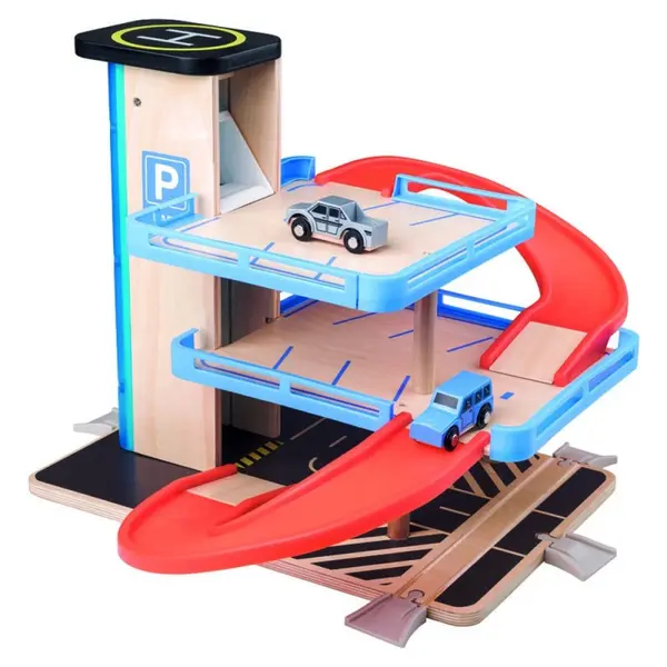 Parcare din lemn Woody - Cu lift si doua masinute