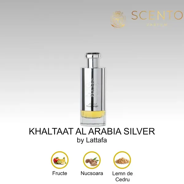 Parfum arabesc Lattafa Khaltaat Al Arabia Silver, apa de parfum 100ml, barbati - Original Dubai