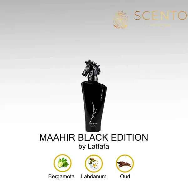 Parfum arabesc Maahir Black Edition, Lattafa, apa de parfum 100 ml, barbat - Original Dubai