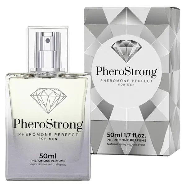 Parfum cu feromoni PHEROSTRONG Perfect, pentru bărbați, note de piper roz, ananas și vanilie, 50 ml (gri)