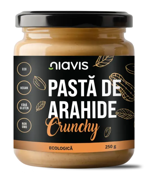 Pasta de arahide crunchy ecologic, 250g, Niavis