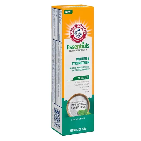 Pasta de Dinti, Arm & Hammer, Essentials, pentru Albirea Dintilor si Intarirea Smaltului, Aroma Menta, cu Fluor, 121gr