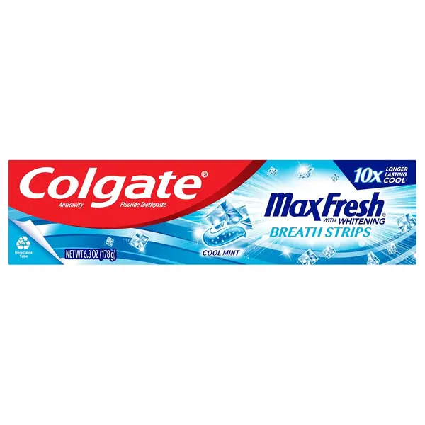 Pasta de Dinti, Colgate, Max Fresh, Whitening Breath Strips, Efect de Albire a Dintilor, cu Fluor, Aroma Menta, 178gr