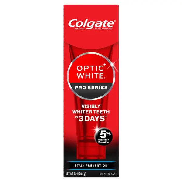 Pasta de Dinti, Colgate, Optic White, Pro Series, Stain Prevention, Efect de Albirea Dintilor Intensiv, cu Peroxid de Hidrogen 5%, 85gr