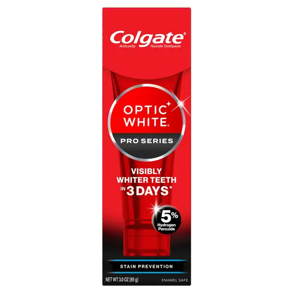 Pasta de Dinti, Colgate, Optic White, Pro Series, Stain Prevention, Efect de Albirea Dintilor Intensiv, cu Peroxid de Hidrogen 5%, 85gr