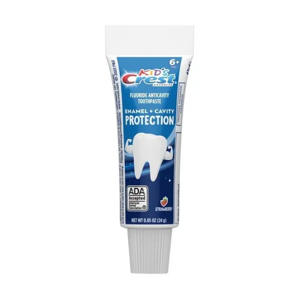 Pasta de Dinti, Crest, Kids Advanced, Protectie Avansata a Smaltului impotriva Cariilor, Varsta 6+, Aroma Capsuni, 24gr