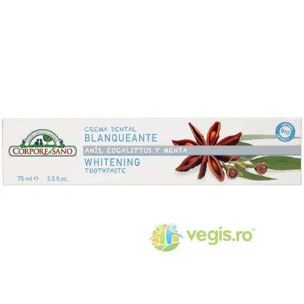 Pasta de Dinti cu Anason Stelat, Eucalipt si Menta fara Fluor pentru Albirea Dintilor 75ml