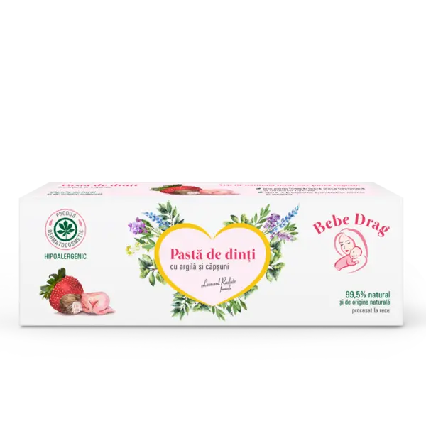 Pasta de dinti cu argila desilicata si capsuni, 50ml, VivaNatura