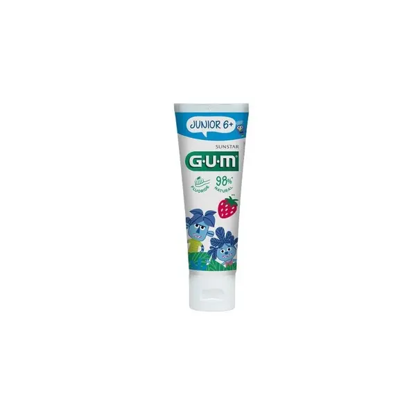 Pasta de Dinti Gel, Gum, Junior, pentru Intarirea Smaltului, Impotriva Cariilor, Varsta 6+, cu Fluor, Aroma Tutti Frutti, 50ml