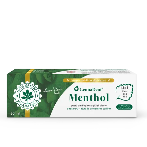 Pasta de dinti GennaDent Menthol, 50ml, VivaNatura