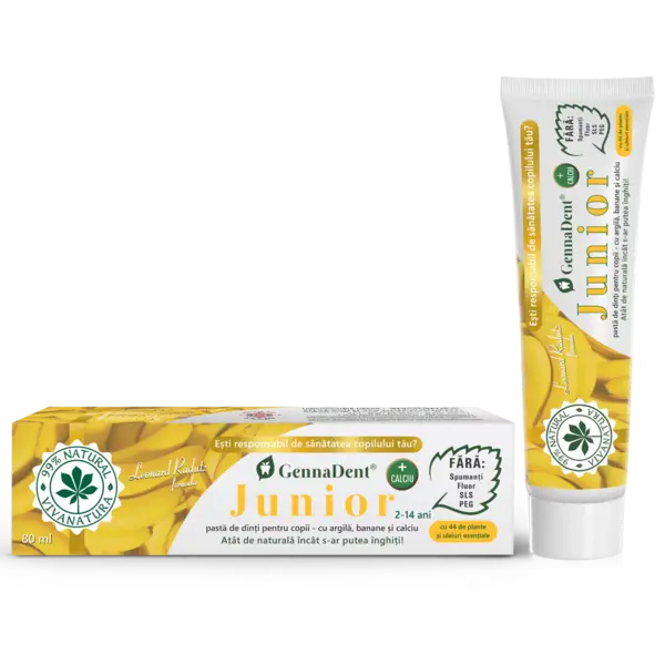 Pasta de dinti naturala cu argila si banane GennaDent Junior, 80ml, VivaNatura