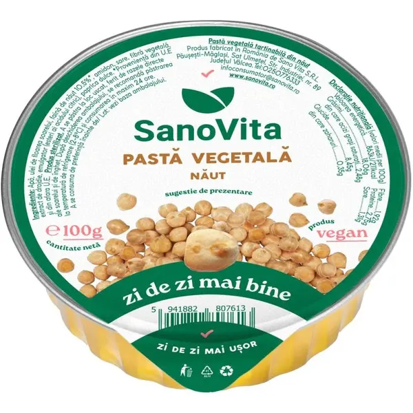 Pasta Vegetala din Naut, Sanovita, 100 g