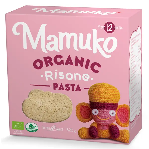 Paste in forma de graunte din grau dur pentru copii bio 12+ luni 320g Mamuko