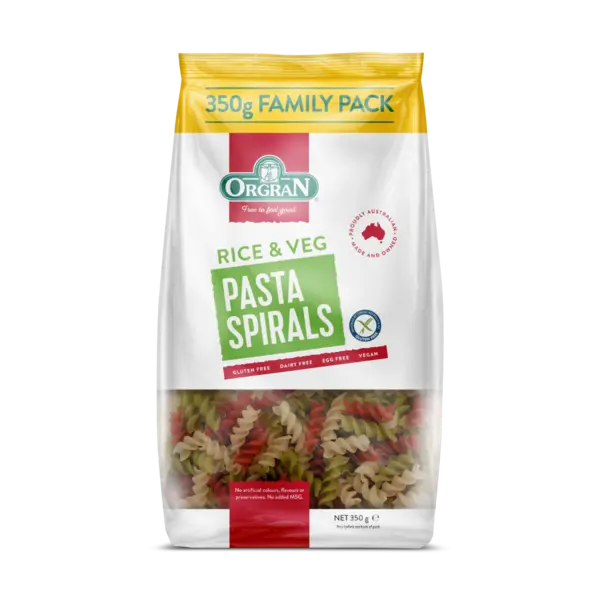 Paste spirale din orez si legume, 350g, Orgran