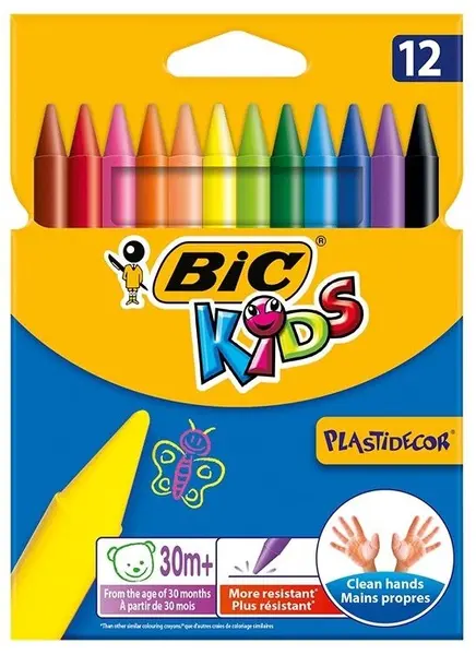 Pasteluri BIC Kids - Plastidecor, 12 culori