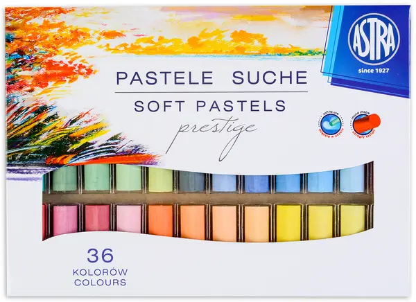 Pasteluri uscate Astra - Prestige, 36 culori, cu forma rotunda