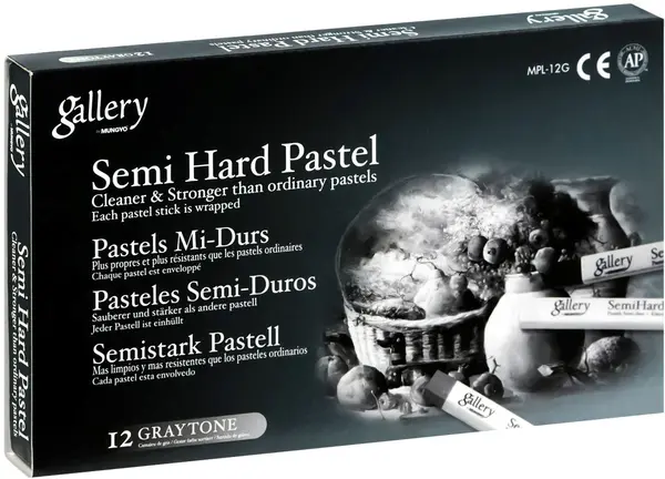 Pasteluri uscate Mungyo MPL - 12 bucăți, tonuri de gri