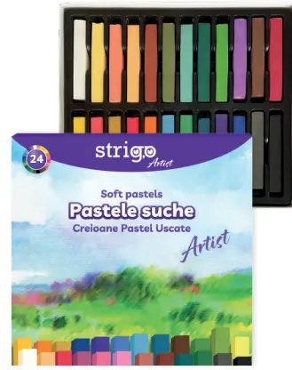 Pasteluri uscate Strigo 24 culori, sectiune patrata