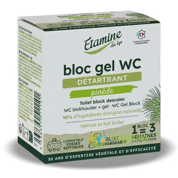 Pastila Gel + Suport pentru Curatare si Detartrare Toaleta cu Parfum de Pin si Eucalipt 50ml