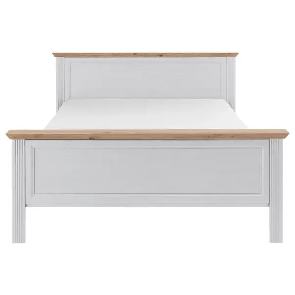 Pat 160x200 Cm, 160/200 cm, alb, stejar Artisan