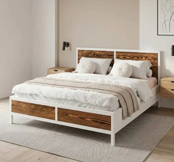 Pat 160x200 'Rustic Haven' cu finisaj Vopsit