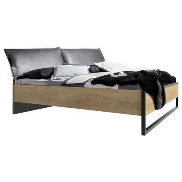 Pat, 180/200 cm, grafit, culoare lemn stejar
