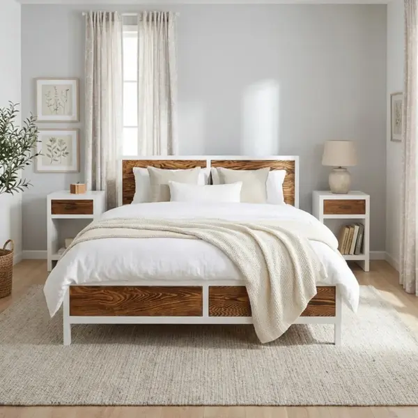 Pat 180x200 'Rustic Haven' cu finisaj Vopsit