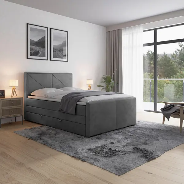 Pat Boxspring, 120/200 cm, gri deschis