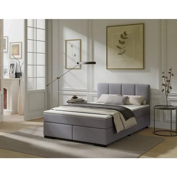Pat Boxspring, 120/200 cm, gri deschis