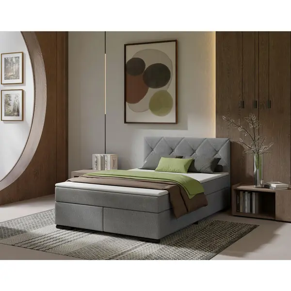 Pat Boxspring, 140/200 cm, gri deschis