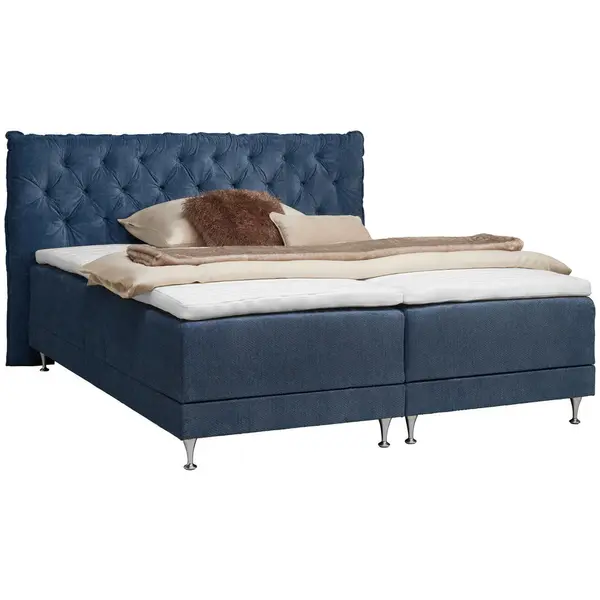 Pat Boxspring, 160/200 cm, albastru