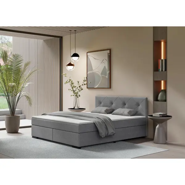 Pat Boxspring, 160/220 cm, gri deschis