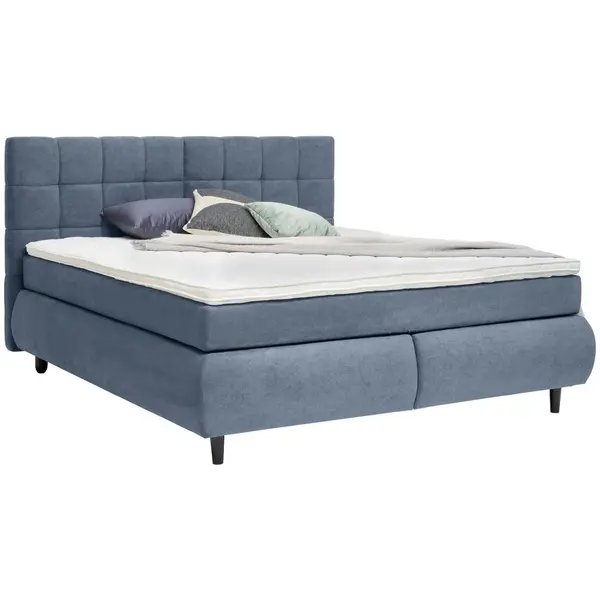 Pat Boxspring, 180/200 cm, albastru