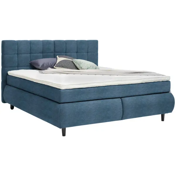 Pat Boxspring, 180/200 cm, albastru