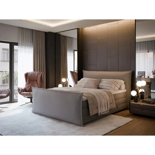 Pat Boxspring, 180/200 cm, argintiu