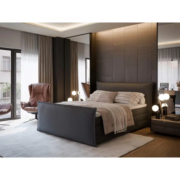 Pat Boxspring, 180/200 cm, gri