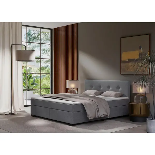 Pat Boxspring, 180/220 cm, gri deschis