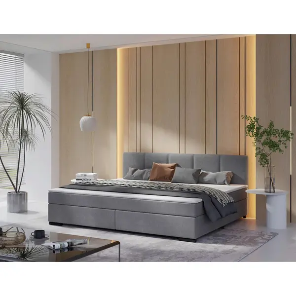 Pat Boxspring, 240/200 cm, gri deschis